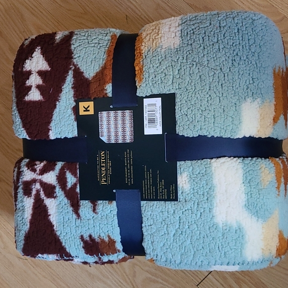 Pendleton king blanket Sherpa Avra Valley Teal - Picture 5 of 5